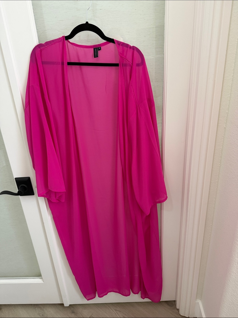 Women's Sheer Hot Pink Chiffon Cover-Up Kimono